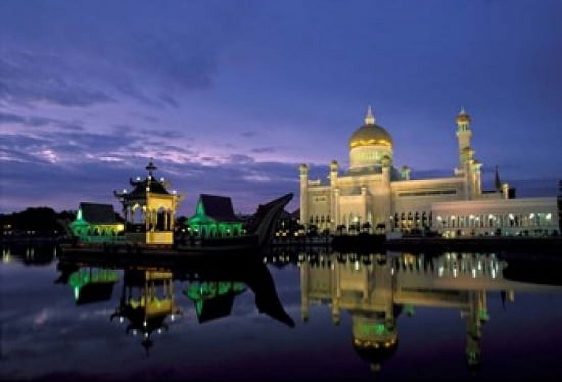Sultan Omar Ali Saifuddin Mosque Brunei Canvas Art - Steve Roxbury DanitaDelimont (18 x 12)