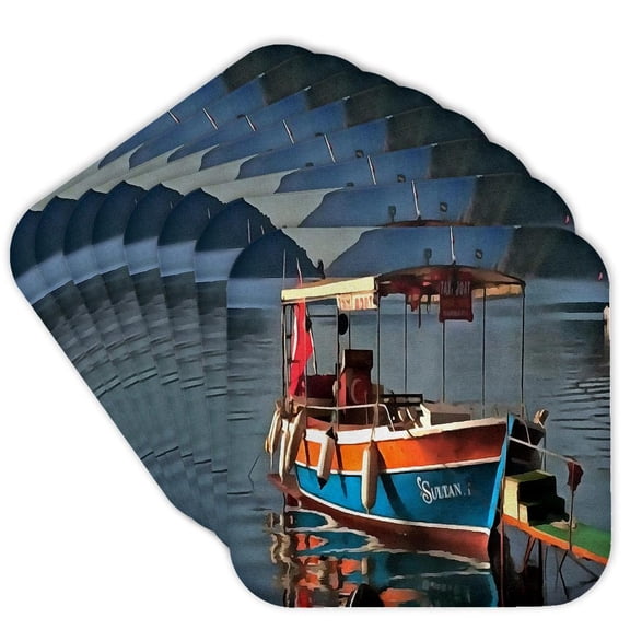 3drose, Sultan Taxi Boat Marmaris Nautical Art, Set of 8 Coasters - Soft