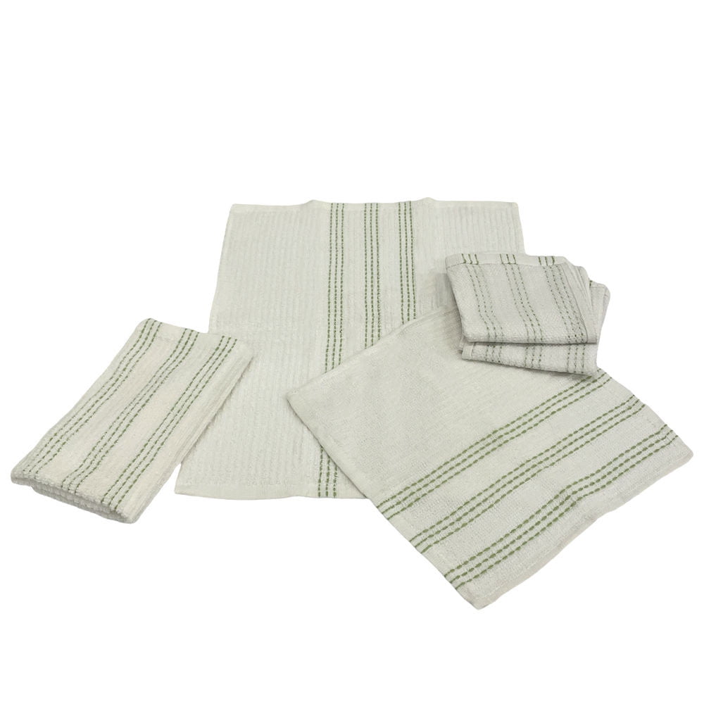 Sultan's Linens 5 PC Kitchen Towel, Dishcloth & Scrubber Set in White & Blue
