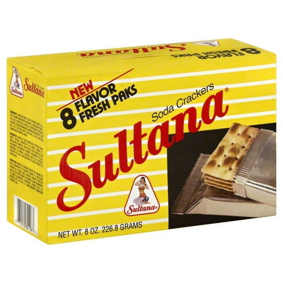Sultana New Fresh Soda Crackers, 8 oz, Shelf-Stable, Carton Box