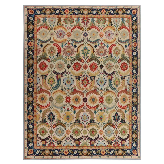 Evaa 2'6 x 8' Runner Area Rug Handcrafted Motif Floral Design Oriental Traditional Design Non-Shedding Fine Wool Pile & Easy-Care Areas in Living Room Bedroom