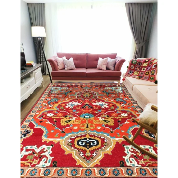 Sultanabad heriz 4’ x 6’Area Rug Handcrafted Motif Floral Design Oriental Traditional Design Non-Shedding Fine Wool Pile & Easy-Care Areas in Living Room Bedroom