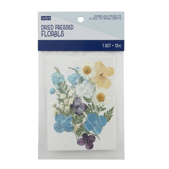 Sulyn Dried Flowers- Turquoise, Purple, Yellow, and Beige Mix, Plastic Package