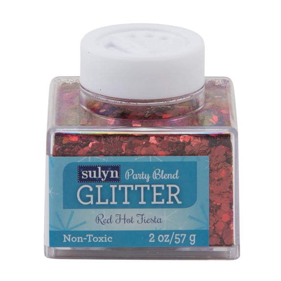 Sulyn Party Blend Glitter for Crafts, Red Hot Fiesta, 2 oz