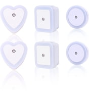 Sulythw Auto Night Light, 6 Pack, LED Sensor Room Night Light with Smart Light, Plug-in LED Wall Light Night