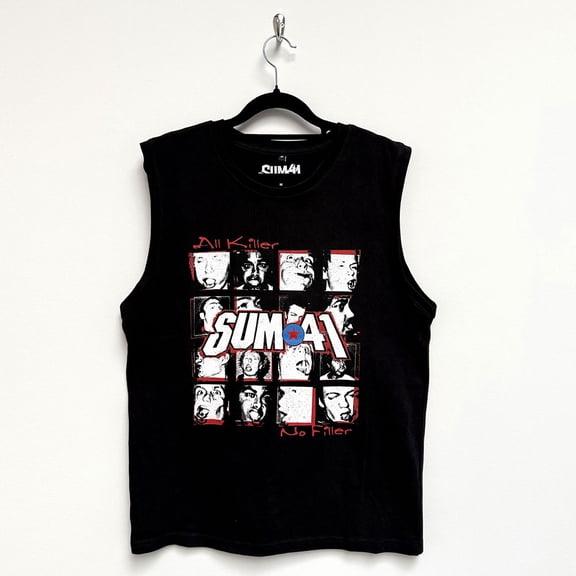 Sum 41 Unisex Tank T-Shirt All Killer No Filler Tracklist (Black) (Back Print) (X-Large)
