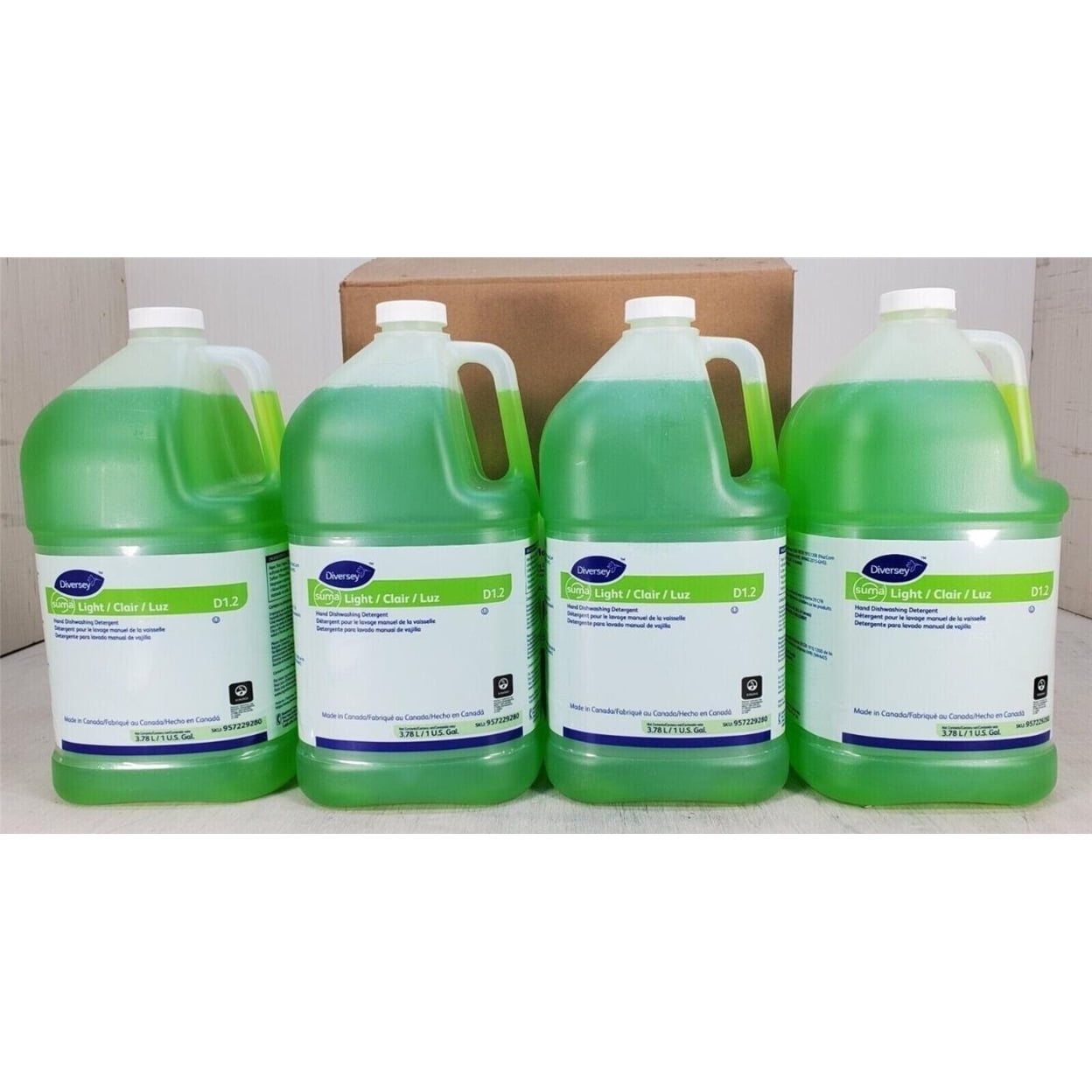 Suma Light D1.2 Hand Dishwashing Detergent, Citrus, 1 gal Container, 4/Carton
