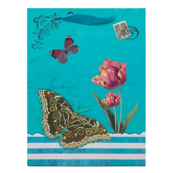 SumacLife Blue Vintage Butterfly Cocktail Design Gift Bag