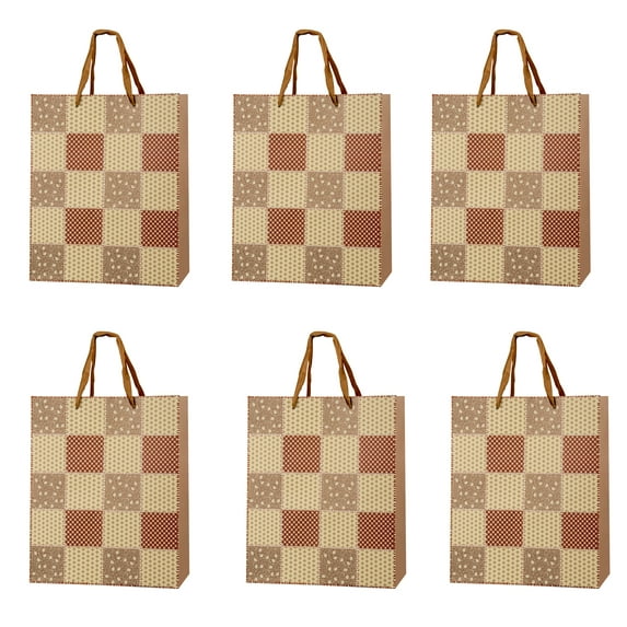 SumacLife Brown Gift Bags, 6 Count