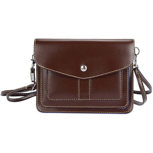 SumacLife Handy Faux Leather Protective Horizontal Wallet Carrying Case Purse bag with Shoulder Strap fits up to 6", 6.25" XL sized phones