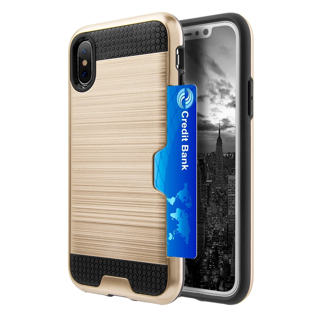 Sumaclife Protective Card Holder Hybrid Protector Case for Apple iPhone X Perfect Fit