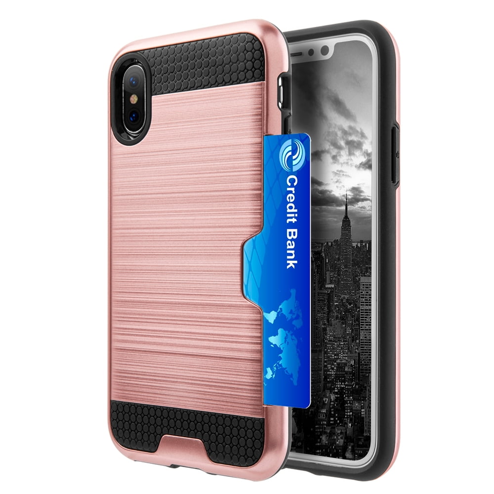 Sumaclife Protective Card Holder Hybrid Protector Case for Apple iPhone X Perfect Fit