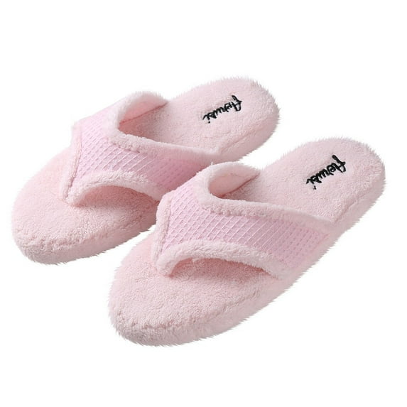 Sumaclife Women'S Luxurious Soft Plush Thong Slippers With No-Slip Rubber Sole