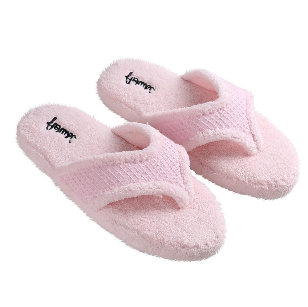 Sumaclife Women'S Luxurious Soft Plush Thong Slippers With No-Slip Rubber Sole