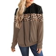thumbnail image 1 of Sumai Women's Leopard-Print Hoodie Crew-Neck Long-Sleeved Color-Matching Drawstring Hoodie, 1 of 5