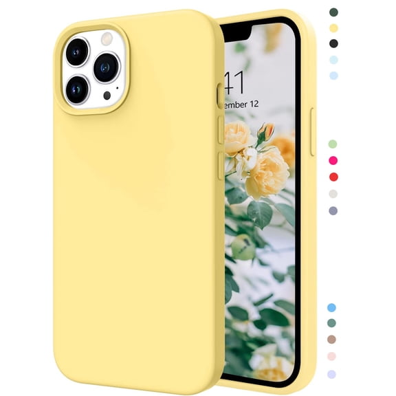 Sumao Designed for iPhone 13 Pro Max Case, Silicone Shockproof Slim Thin Phone Case (Yellow)