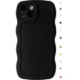 thumbnail image 1 of Sumao Solid Color Curly Wave Frame Soft Compatible with iPhone Case (Black,iPhone 14 Pro Max), 1 of 6