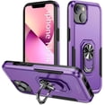 thumbnail image 1 of Sumao for iPhone 13 Case with Ring,Military Grade Shockproof Liquid Silicone Slim Phone Case-Purple+black, 1 of 10