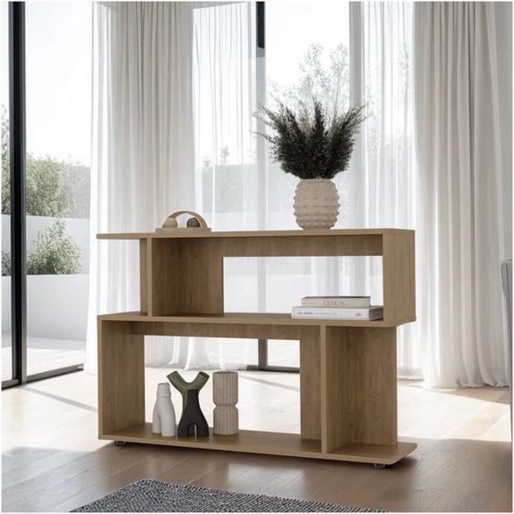 Sumas Natural Oak Beige Sofa Table, Slim Profile Engineered Wood Console Table for Living Room, Entryway, Hallway