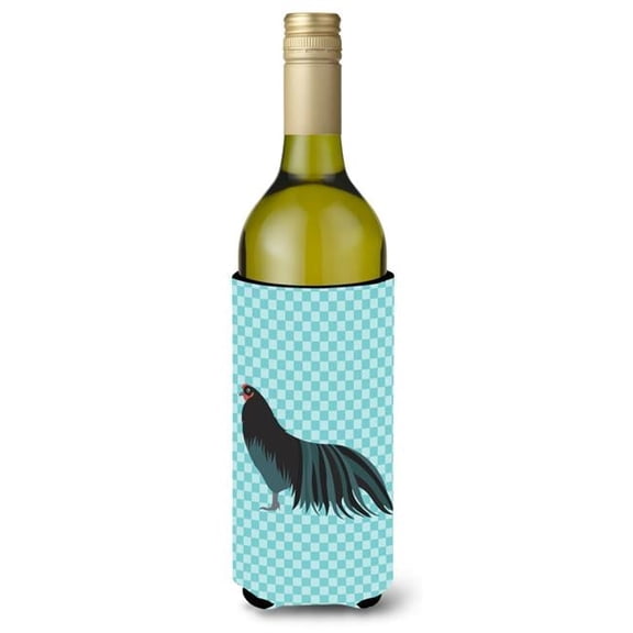 Sumatra Chicken Blue Check Wine Bottle Beverge Insulator Hugger