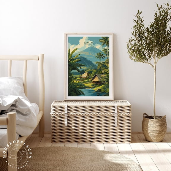 Sumatra Indonesia Tropical Illustration Wall Art 2, Unframed Paper Poster 8x10in