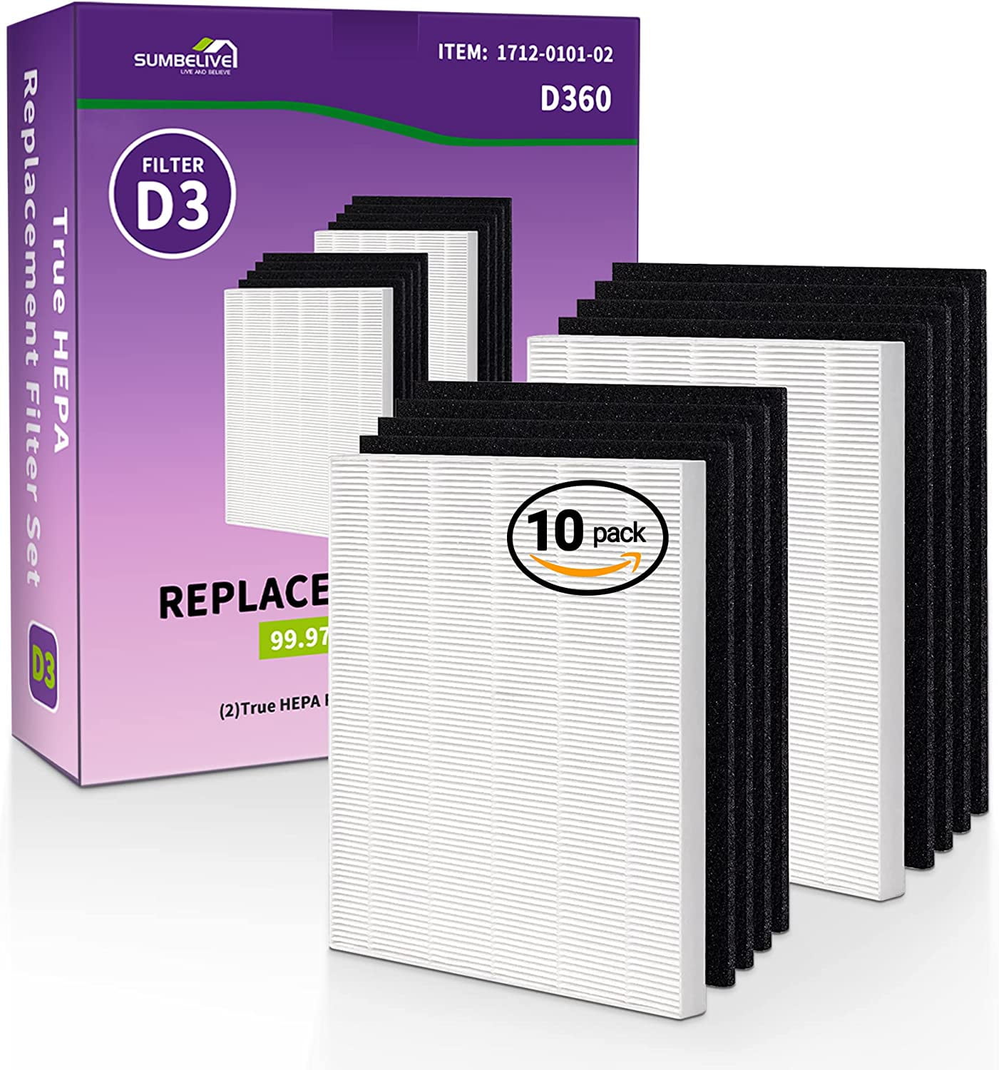 Sumbelive D360 True HEPA Replacement Filter for Winix Air
