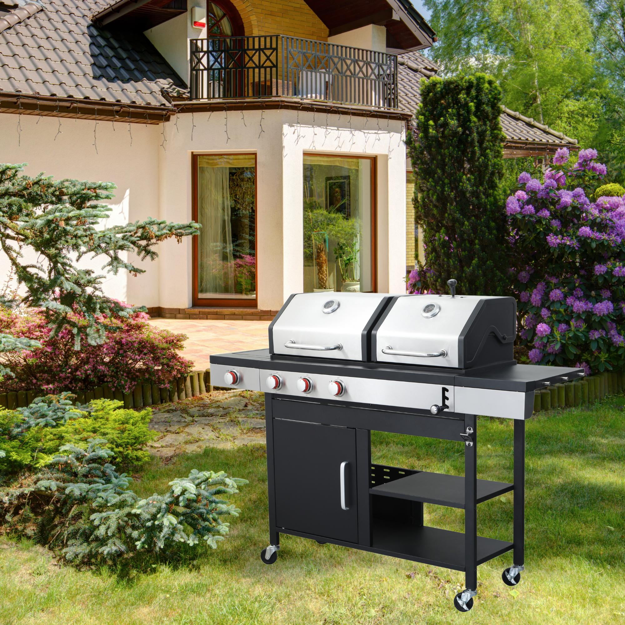 Sumdeal 37230 BTU 2-in-1 Gas & Charcoal Grill - Versatile Outdoor Cooking