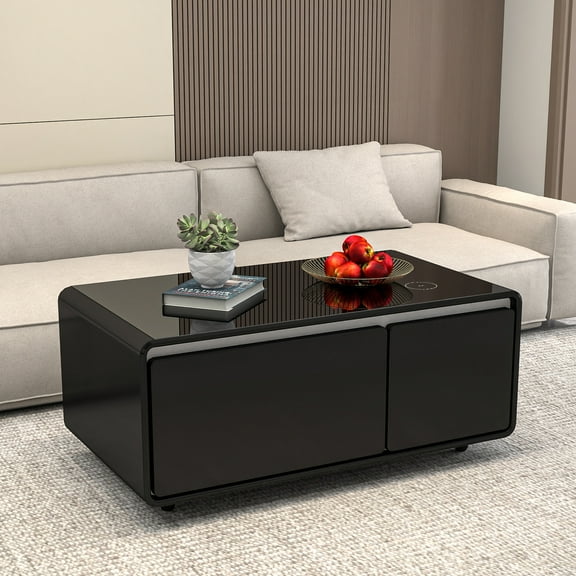 Sumdeal 41.5" Coffee Table with Fridge and Mobile Wireless Charging and USB ports,smart coffee table for living room