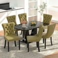 thumbnail image 1 of Sumdeal 5/7-Piece Dining Set, Includes a 63-inch Modern Black Faux Marble Dining Table and 4/6 Velvet-Upholstered Chairs, Perfect for Kitchens, Dining Rooms, and Offices, 1 of 7