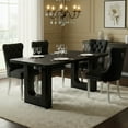 thumbnail image 1 of Sumdeal 5/7-piece dining and chair set includes a 64.5-inch black modern dining table and 4/6 velvet upholstered chairs, suitable for dining rooms, kitchens, and meeting rooms., 1 of 9
