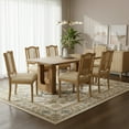 thumbnail image 1 of Sumdeal,5/7-piece,64.5-inch dining and chair set, featuring a modern wood-grain dining table and beige/grey upholstered farmhouse-style,French country dining chairs(Seats 4/6)., 1 of 9