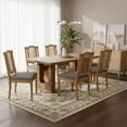 thumbnail image 1 of Sumdeal,5/7-piece,64.5-inch dining and chair set, featuring a modern wood-grain dining table and beige/grey upholstered farmhouse-style,French country dining chairs(Seats 4/6)., 1 of 9