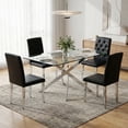 thumbnail image 1 of Sumdeal 5-Piece Dining Table and Chair Set, for Four, Modern Kitchen Table, Tempered Glass Tabletop, Four Ergonomic PU Leather Chairs, Suitable for Family Dining Rooms, Restaurants, and Banquet Halls, 1 of 9