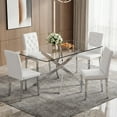 thumbnail image 1 of Sumdeal 5-Piece Dining Table and Chair Set, for Four, Modern Kitchen Table, Tempered Glass Tabletop, Four Ergonomic PU Leather Chairs, Suitable for Family Dining Rooms, Restaurants, and Banquet Halls, 1 of 8