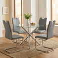 thumbnail image 1 of Sumdeal 5-Piece Dining Table and Chair Set, Modern Dining Set, Tempered Glass Tabletop, PU Upholstered Chairs, Metal Legs, Space-Saving, Suitable for Living Rooms, Kitchens, and Dining Rooms, 1 of 5