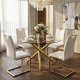 thumbnail image 1 of Sumdeal 5-Piece Dining Table and Chair Set, Modern Dining Set, Tempered Glass Tabletop, PU Upholstered Chairs, Metal Legs, Space-Saving, Suitable for Living Rooms, Kitchens, and Dining Rooms, 1 of 8