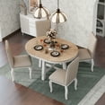 thumbnail image 1 of Sumdeal 5-Piece Farmhouse Dining Table Set, Wood Round Extendable Dining Table and 4 Upholstered Dining Chairs (White leg Table with 4 Chairs), 1 of 6