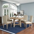 thumbnail image 1 of Sumdeal 5-Piece Farmhouse Dining Table Set, Wood Round Extendable Dining Table and 4 Upholstered Dining Chairs, 1 of 6