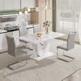 thumbnail image 1 of Sumdeal 5 Piece White Marble Dining Room Table Sets for 4, Modern Kitchen Table and Chairs Set for 4,White table and 4 Gray chairs, 1 of 8