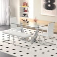 thumbnail image 1 of Sumdeal 63" Glass Dining Table with 2 chairs and 2 Benches,White, 1 of 8