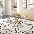 thumbnail image 1 of Sumdeal 63" Glass Dining Table with Golden Base, 1 of 7