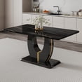 thumbnail image 1 of Sumdeal 63" Long Dining Table for 4-6 Modern Faux Marble Dining Table with U-Shape Pedestal Base Mid-Century Rectangle Kitchen Dinner Table,Black,U shape,63Inch, 1 of 6