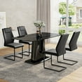 thumbnail image 1 of Sumdeal 63" Modern Dining Room Set for 4,Kitchen Table with 4 PU Chairs,5 Pieces Dining Table Sets for 4,MDF Table and 4 PU leather C-shape Leg Chairs,Black Table and 4 Black Leg Black Chairs, 1 of 6