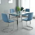 thumbnail image 1 of Sumdeal 63" Modern Minimalist Glass Dining Table Set for 4,Rectangular Dining Table and 4 Chairs,Blue, 1 of 8
