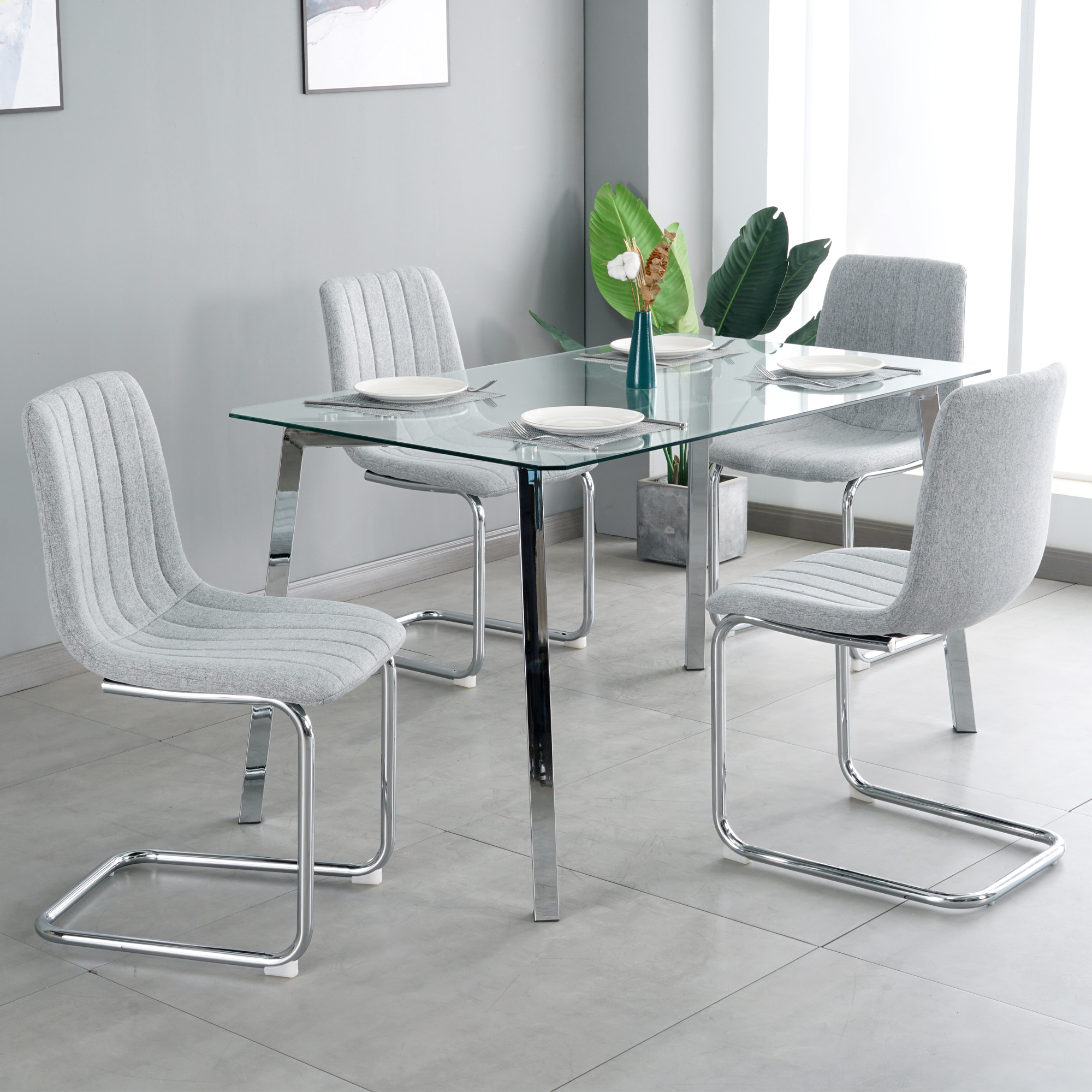 Versanora - Minimalista Table & Set Of 2 Chairs - Light Grey - Walmart.com
