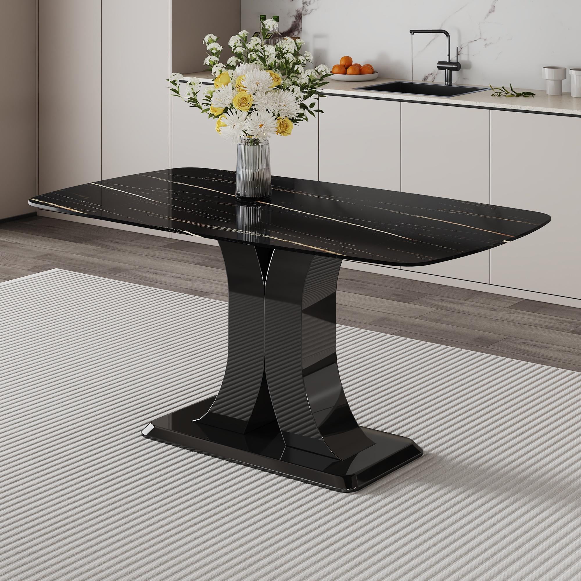 Sumdeal 63" Morden Faux Marble Dining Room Table,Big Kitchen Dining ...