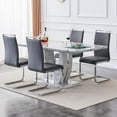 "Sumdeal Modern 63"" Faux Marble Dining Table Set, 4/5 Piece Rectangle