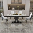 thumbnail image 1 of Sumdeal 63" Morden Faux Marble Dining Room Table Set,Big Kitchen Dining Table for 4-6 with MDF Base,5 Piece Rectangle Dining Table Set &4 Pu Leather Upholstered Chairs Ideal,white Grey,Set of 4, 1 of 7