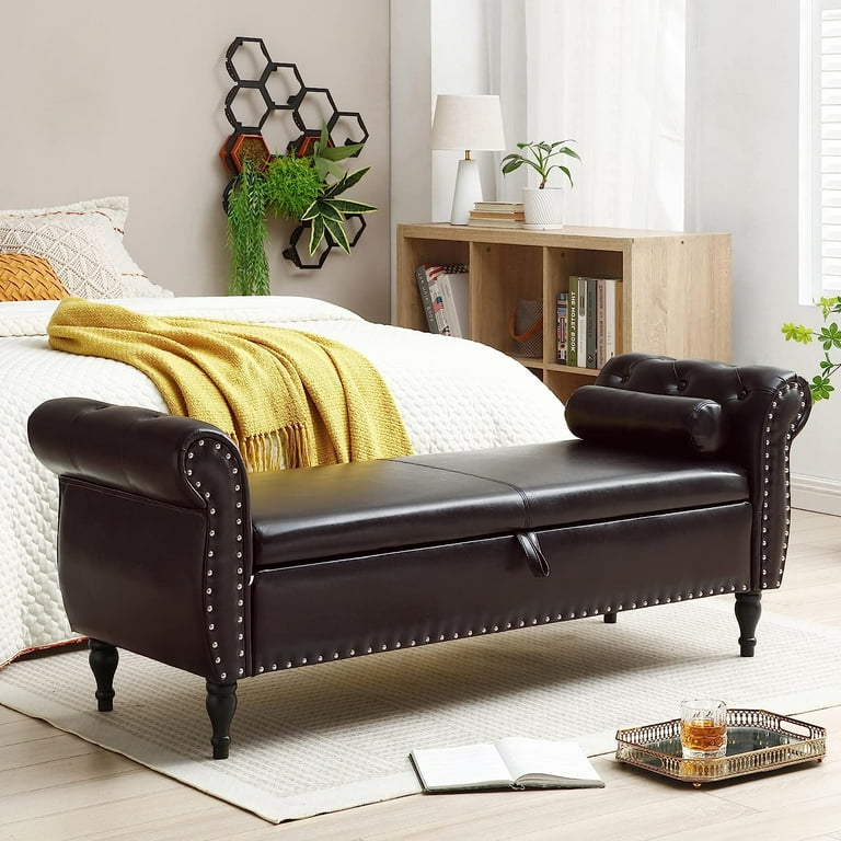 Dark brown sale bedroom bench