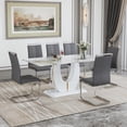 thumbnail image 1 of Sumdeal 67"Big Long Morden White Faux Marble Dining Room Table Set for 6,Dining Table Sets for 6,7 Piece Rectangle Dining Table Set &6 Pu Leather Upholstered Chairs Ideal (Gray, Set of 6), 1 of 10